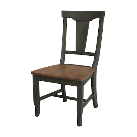 International Concepts Set of Two Soild Wood Panel Back Chair in Hickory/Washed Coal, PK2 CI45-110P